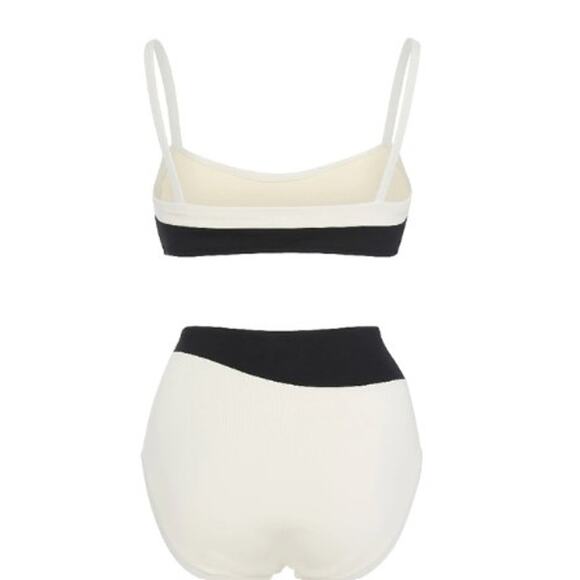 NEW PROENZA SCHOULER Colorblock Bralette Highwaist Bikini Swim Black Cream XS - Picture 3 of 13